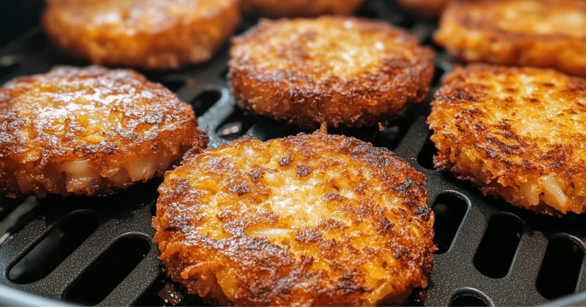 Air Fryer Hash Brown Patties: Crispy Perfection Made Easy 1 Golden and crispy hash brown patties cooked in an air fryer