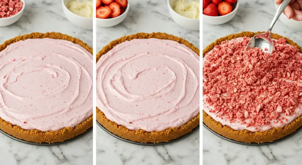 strawberry crunch cheesecake Step by Step 4 How to Make Strawberry Crunch Cheesecake
