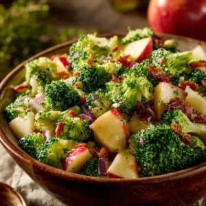 Fresh Apple Broccoli Salad with crunchy apples and broccoli pieces
