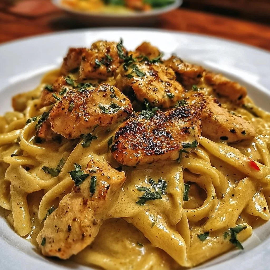 Delicious Cajun Chicken Pasta with creamy sauce and spicy seasoning