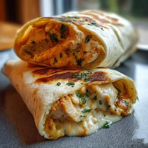 Delicious cheesy chicken garlic wraps ready to be served