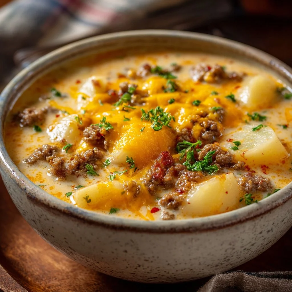 Cheesy Hamburger Potato Soup