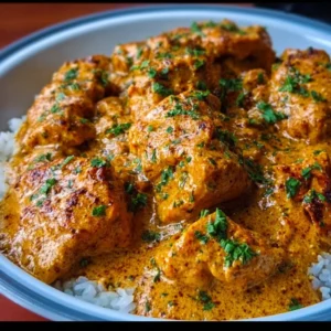 Delicious Cowboy Butter Chicken served with herbs and spices