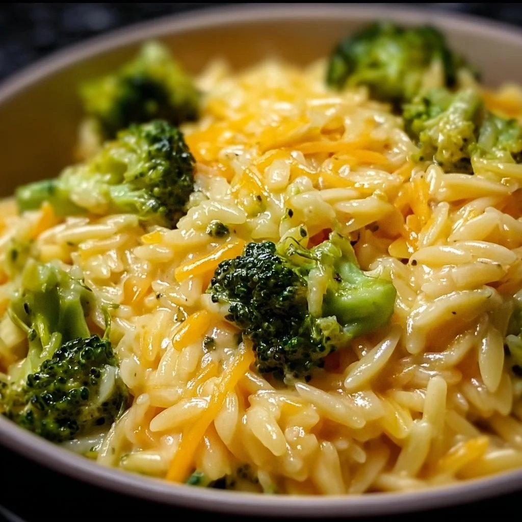 Creamy One-Pot Broccoli Cheddar Orzo