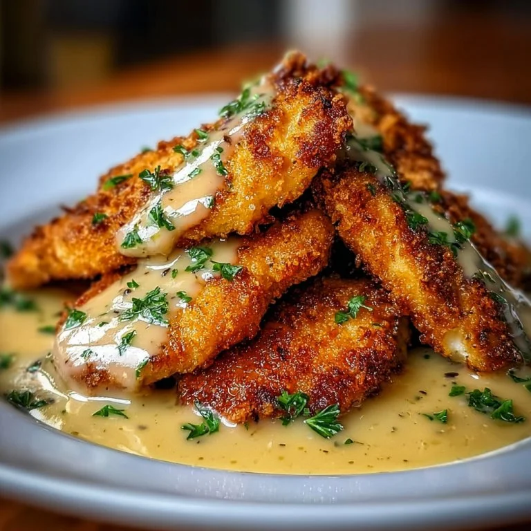 Crispy Parmesan Chicken with a Rich Garlic Sauce - Easy Dinner Idea