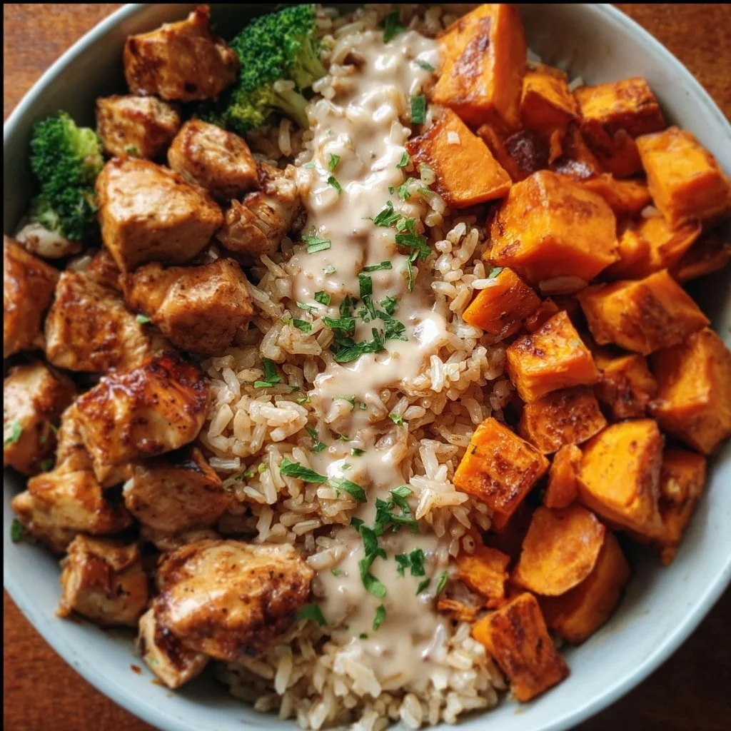 Healthy Chicken & Sweet Potato Rice Bowl