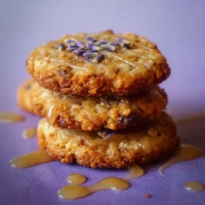 Freshly baked Lavender Honey Crunch Cookies with a crunchy texture and floral aroma