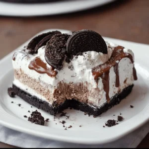 Delicious Oreo Ice Cream Cake with layers of cookies and cream