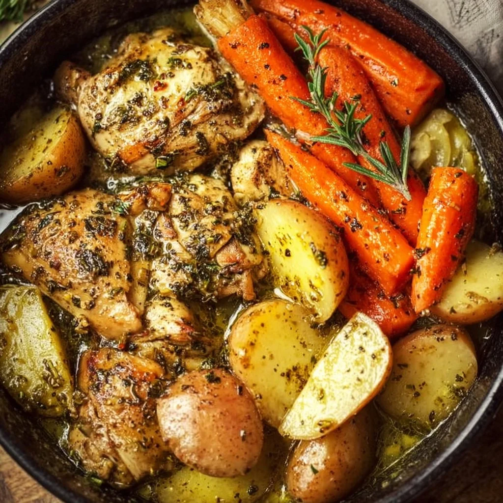 Slow Cooker Garlic Butter Chicken and Veggies