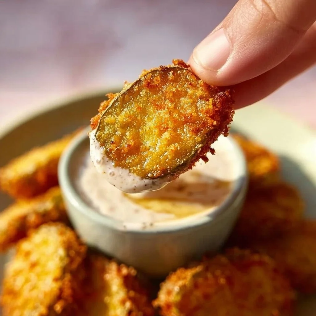 Air fryer fried pickles - crispy, golden snack served in a bowl