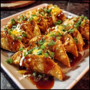 Applebee's Chicken Wonton Tacos served with fresh ingredients and sauce