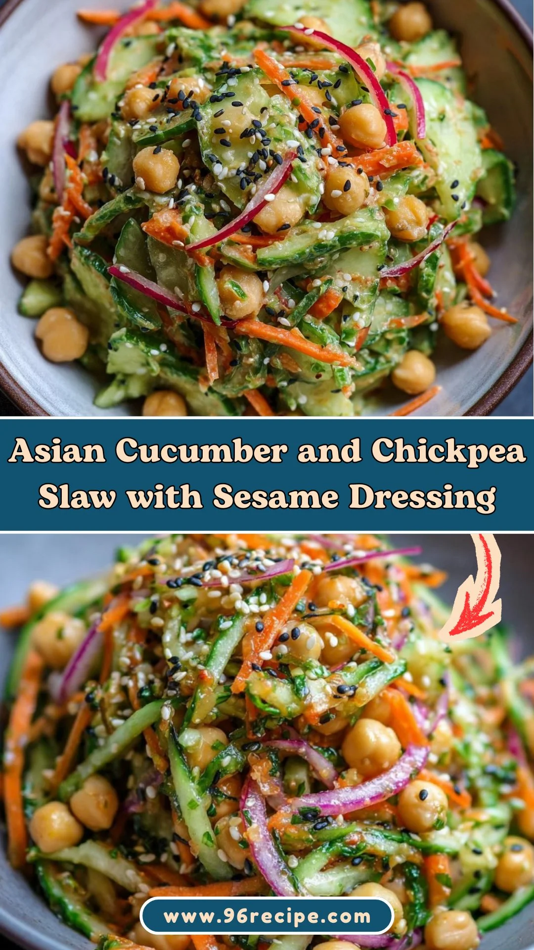Asian Cucumber and Chickpea Slaw with Sesame Dressing 2 Asian Cucumber and Chickpea Slaw with Sesame Dressing