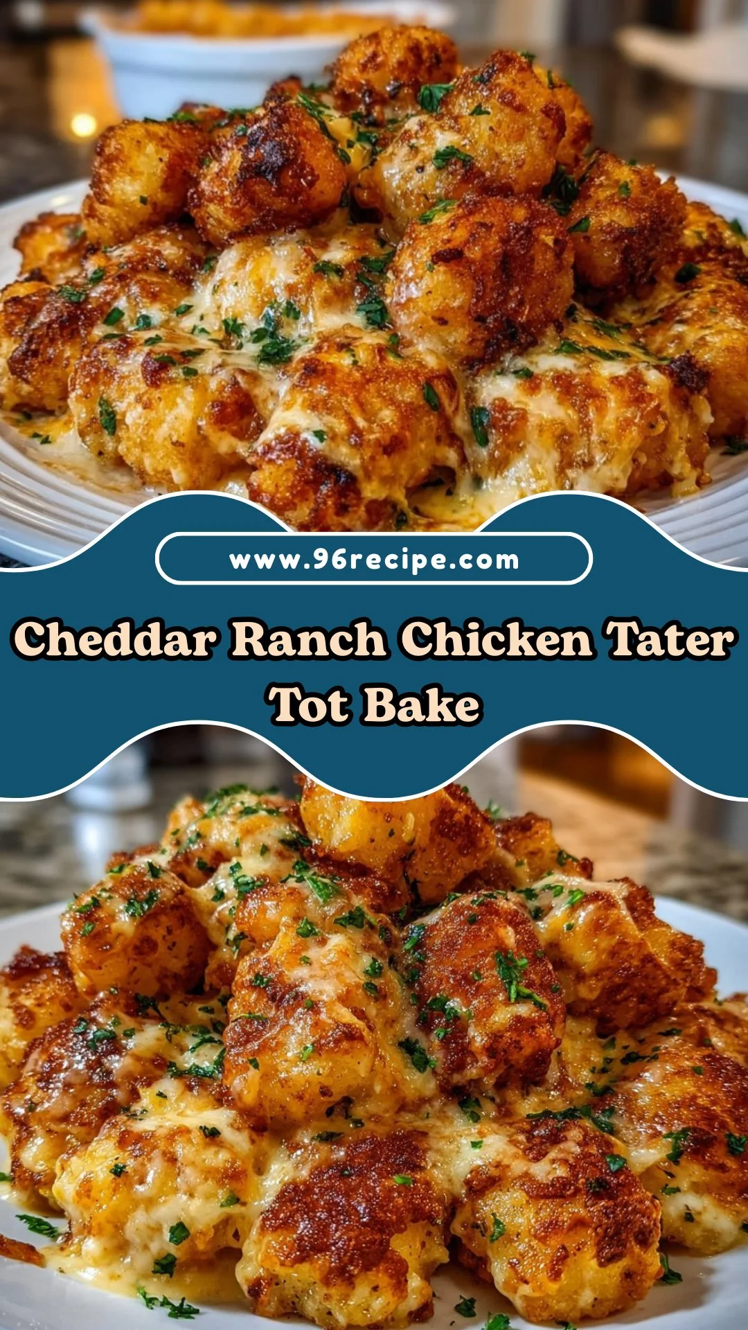 Cheddar Ranch Chicken Tater Tot Bake