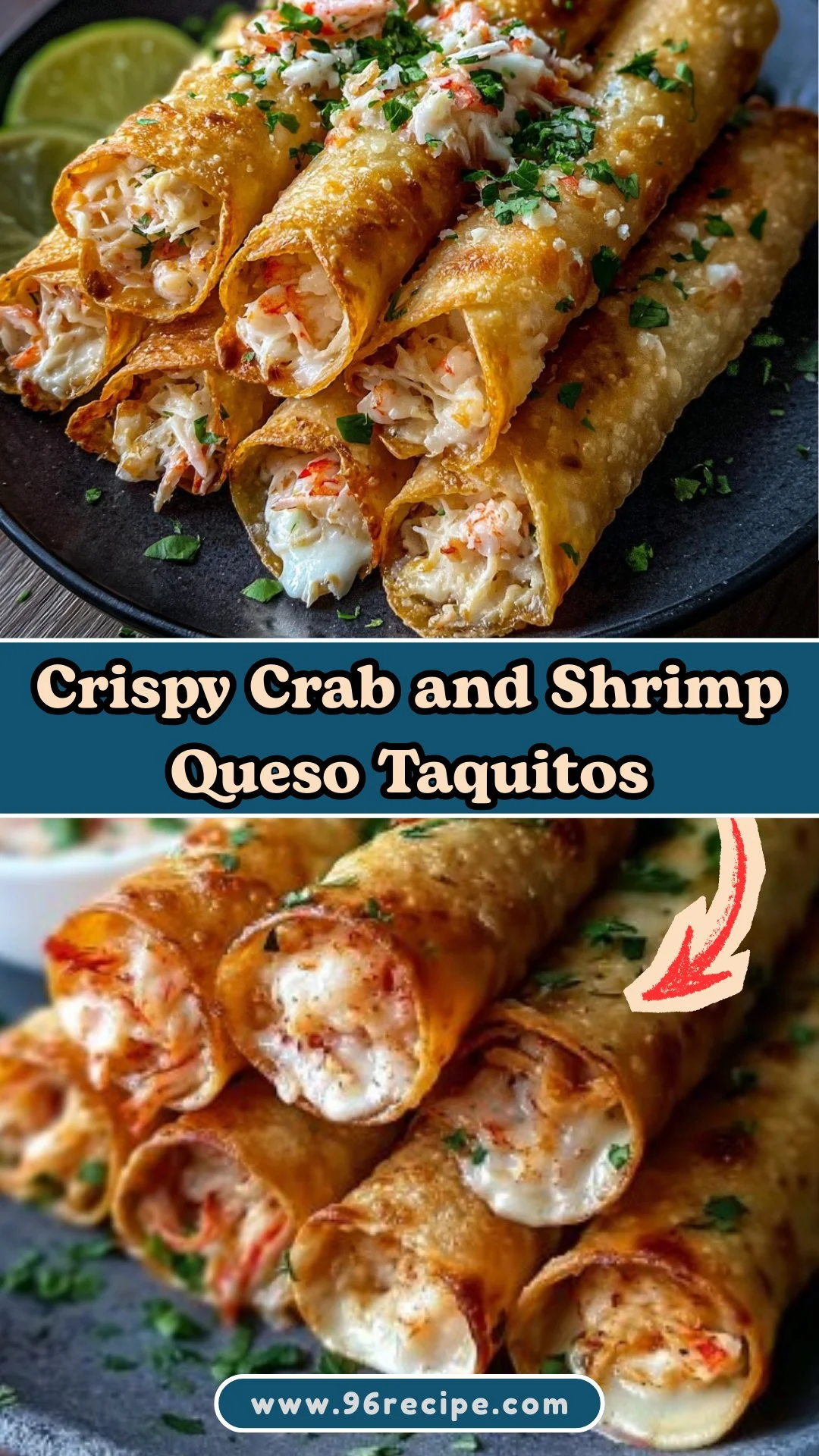 Crispy Crab and Shrimp Queso Taquitos