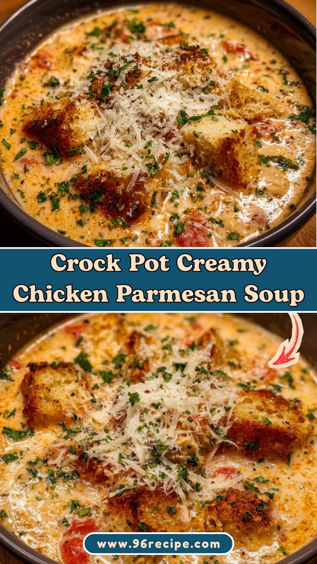 Crock Pot Creamy Chicken Parmesan Soup