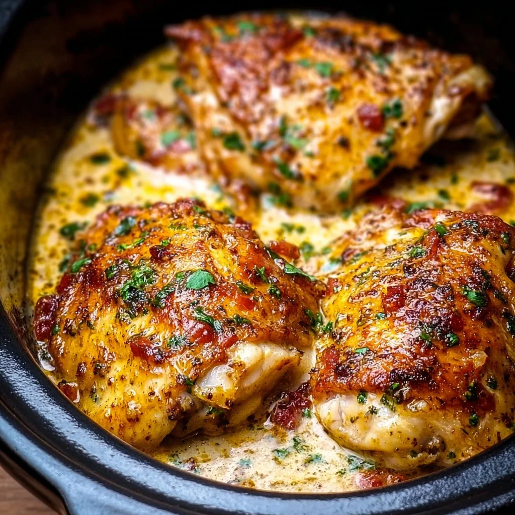 Delicious Crock Pot Marry Me Chicken served on a plate with herbs and sauce