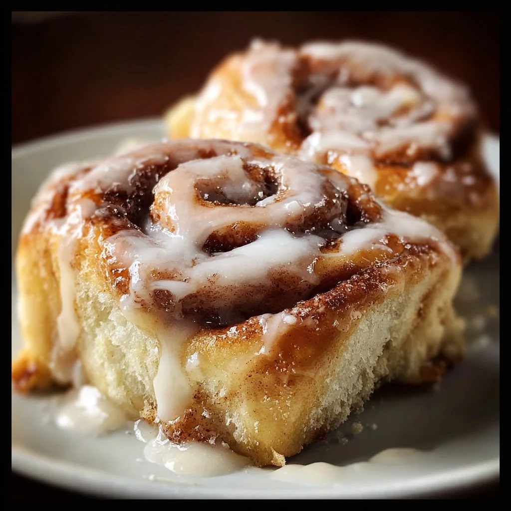 Delicious Amish Cinnamon Rolls 1 Freshly baked Amish cinnamon rolls drizzled with icing
