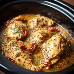 Delicious Dump and Go Crockpot Marry Me Chicken recipe in a slow cooker.