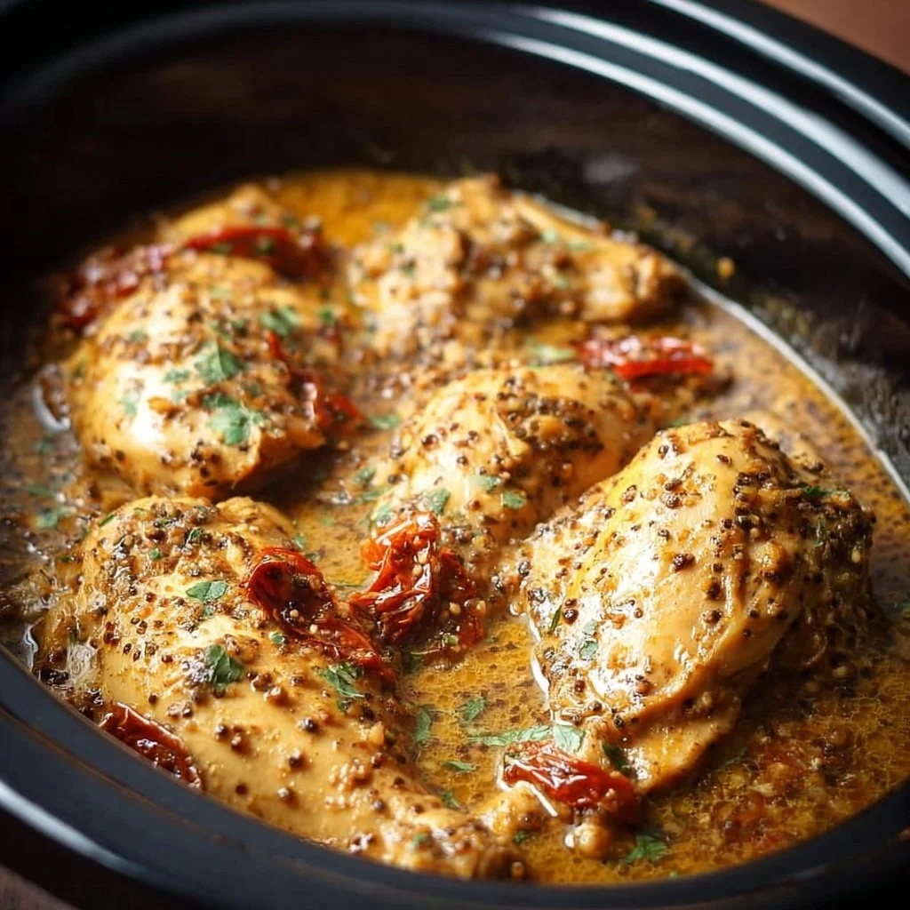 Delicious Dump and Go Crockpot Marry Me Chicken recipe in a slow cooker.