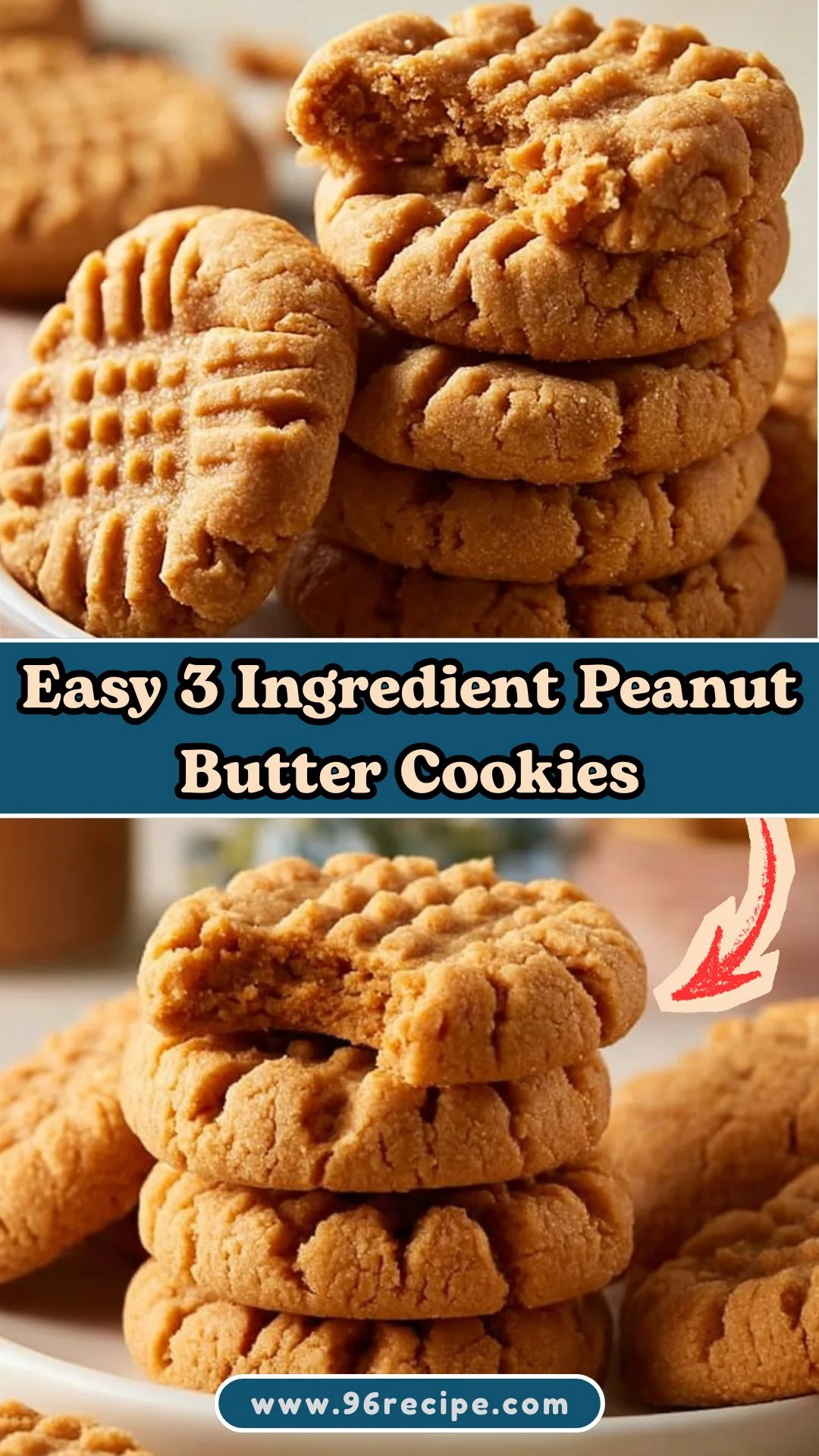 Easy 3 Ingredient Peanut Butter Cookies