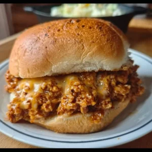 Easy Cajun Chicken Sloppy Joes 3 Delicious Easy Cajun Chicken Sloppy Joes served on a plate