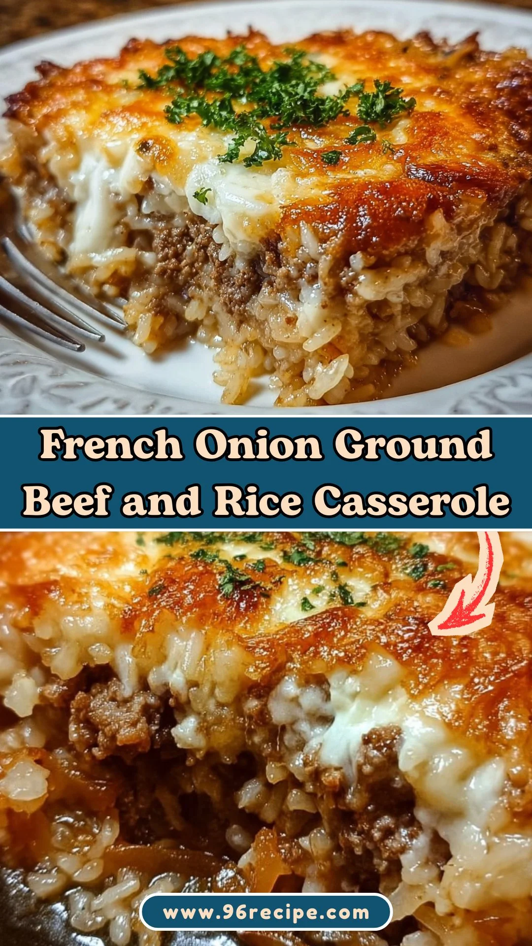 French Onion Ground Beef and Rice Casserole