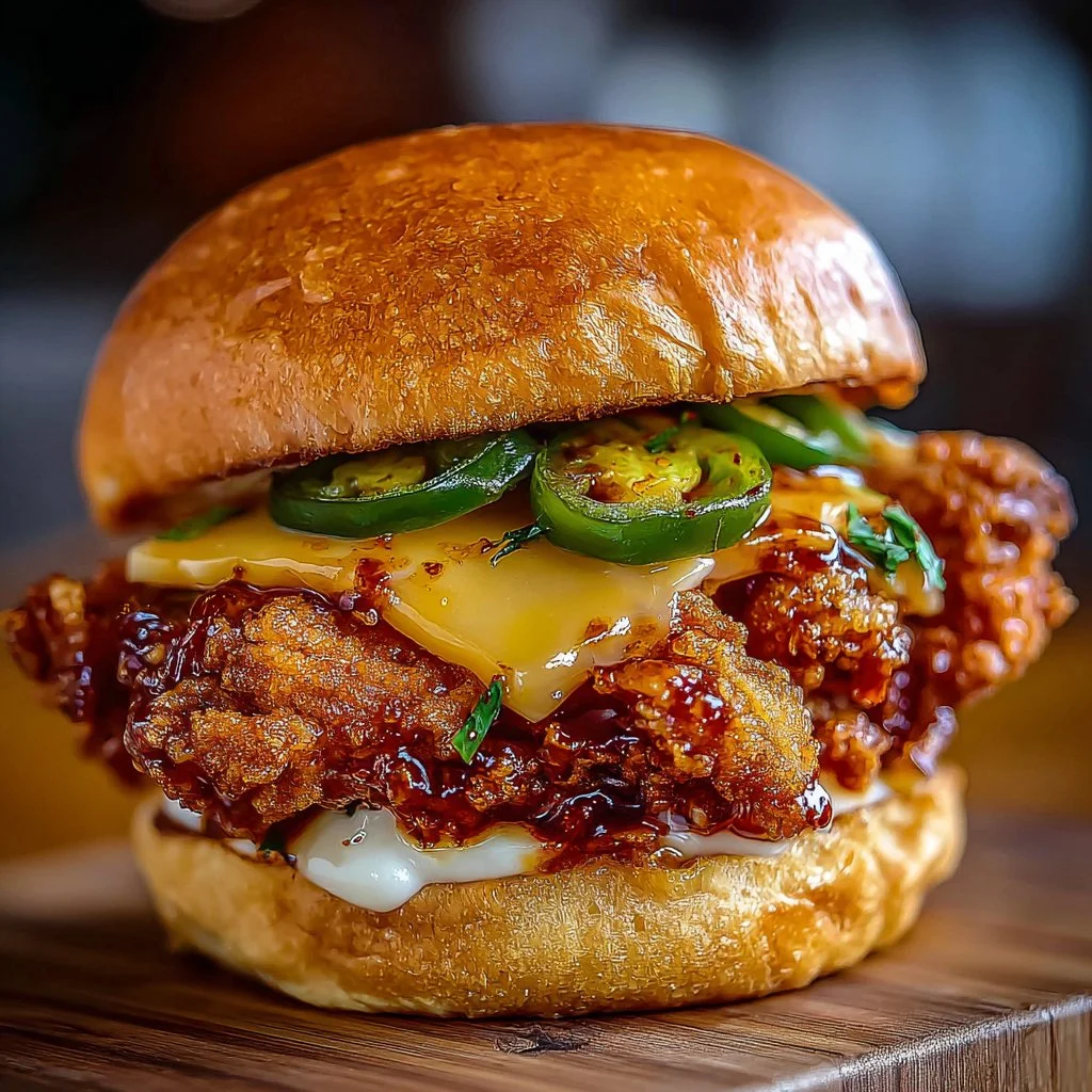 Irresistible jalapeno honey drenched crispy fried chicken sandwich