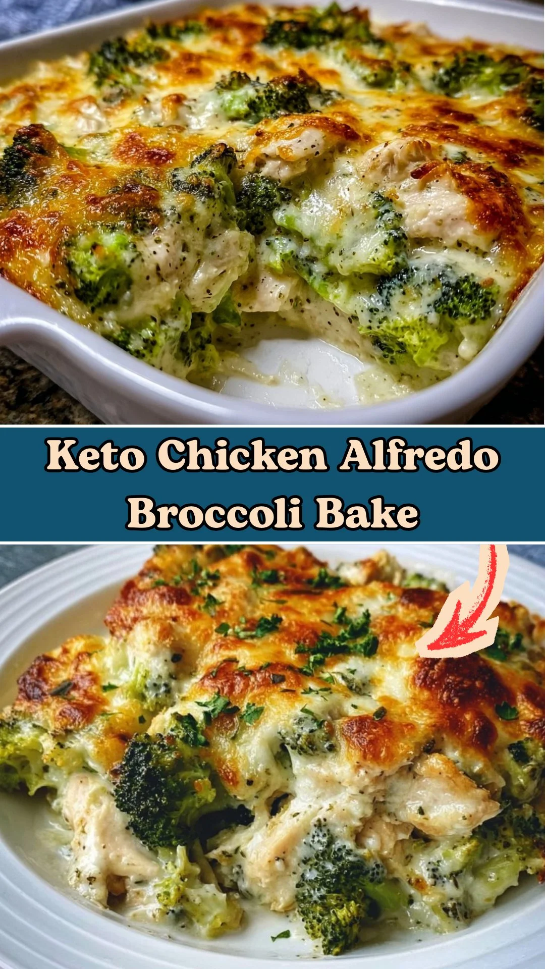 Keto Chicken Alfredo Broccoli Bake