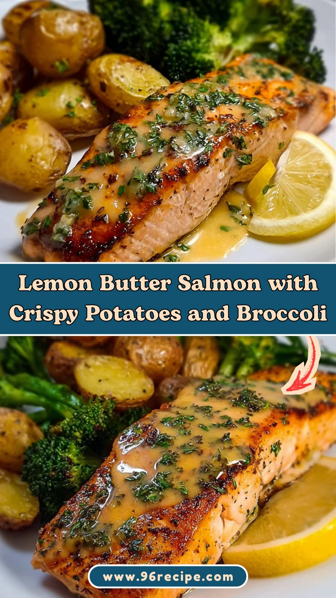 Lemon Butter Salmon with Crispy Potatoes and Broccoli 2 Lemon Butter Salmon with Crispy Potatoes and Broccoli