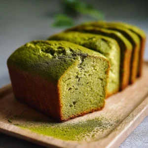 Delicious slice of Matcha Pound Cake beautifully plated and ready to enjoy