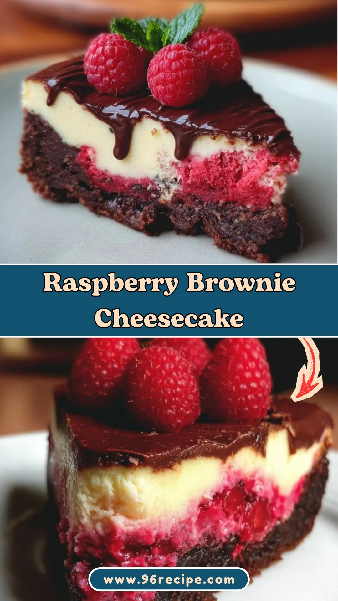 Raspberry Brownie Cheesecake