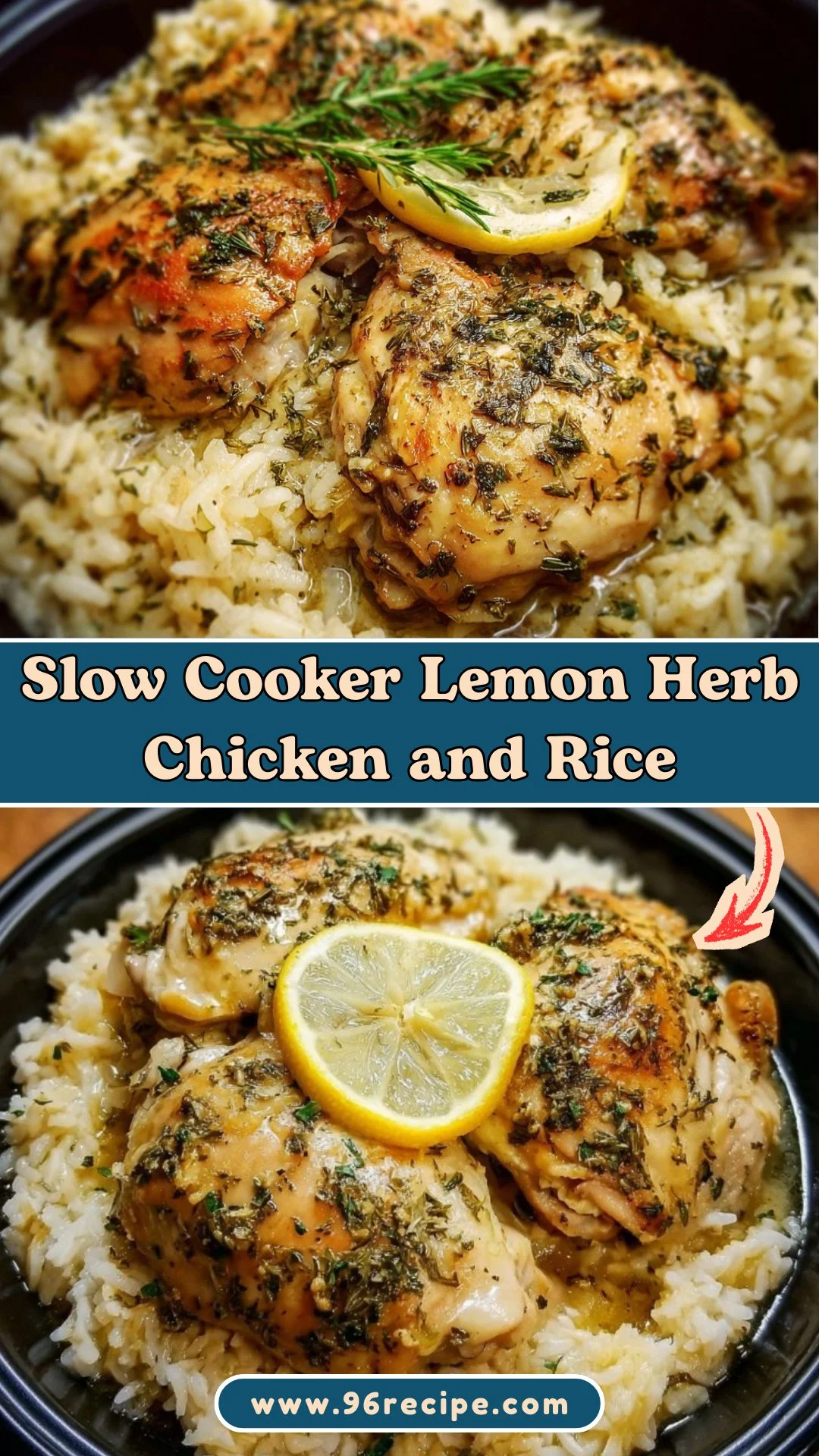 Slow Cooker Lemon Herb Chicken and Rice