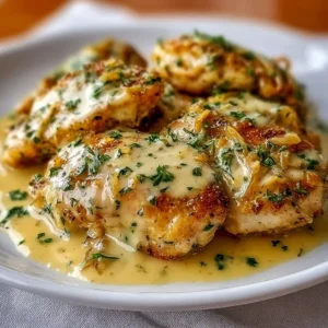 Sour Cream and Onion Chicken served on a plate with fresh herbs