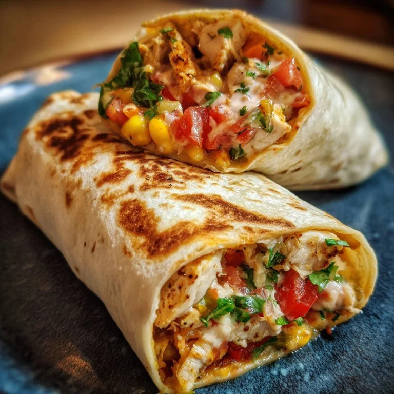 Southwest chicken wraps with fresh ingredients and vibrant toppings.
