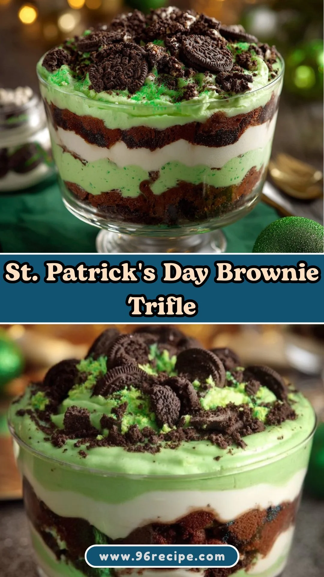 St. Patrick's Day Brownie Trifle