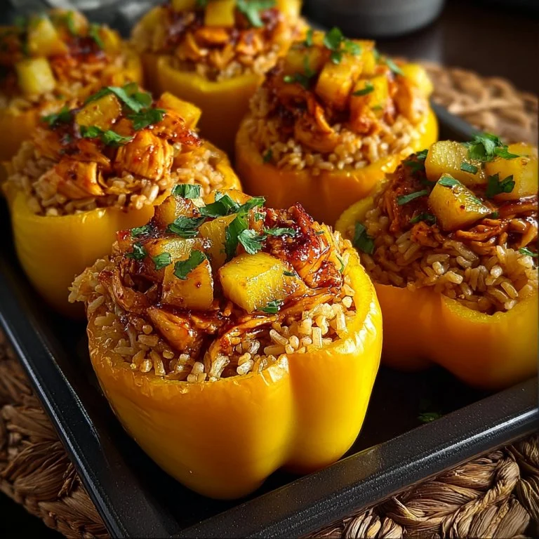 Teriyaki Pineapple Chicken and Rice Stuffed Peppers