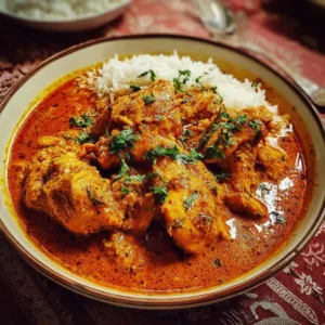 Authentic chicken curry dish with vibrant spices and herbs