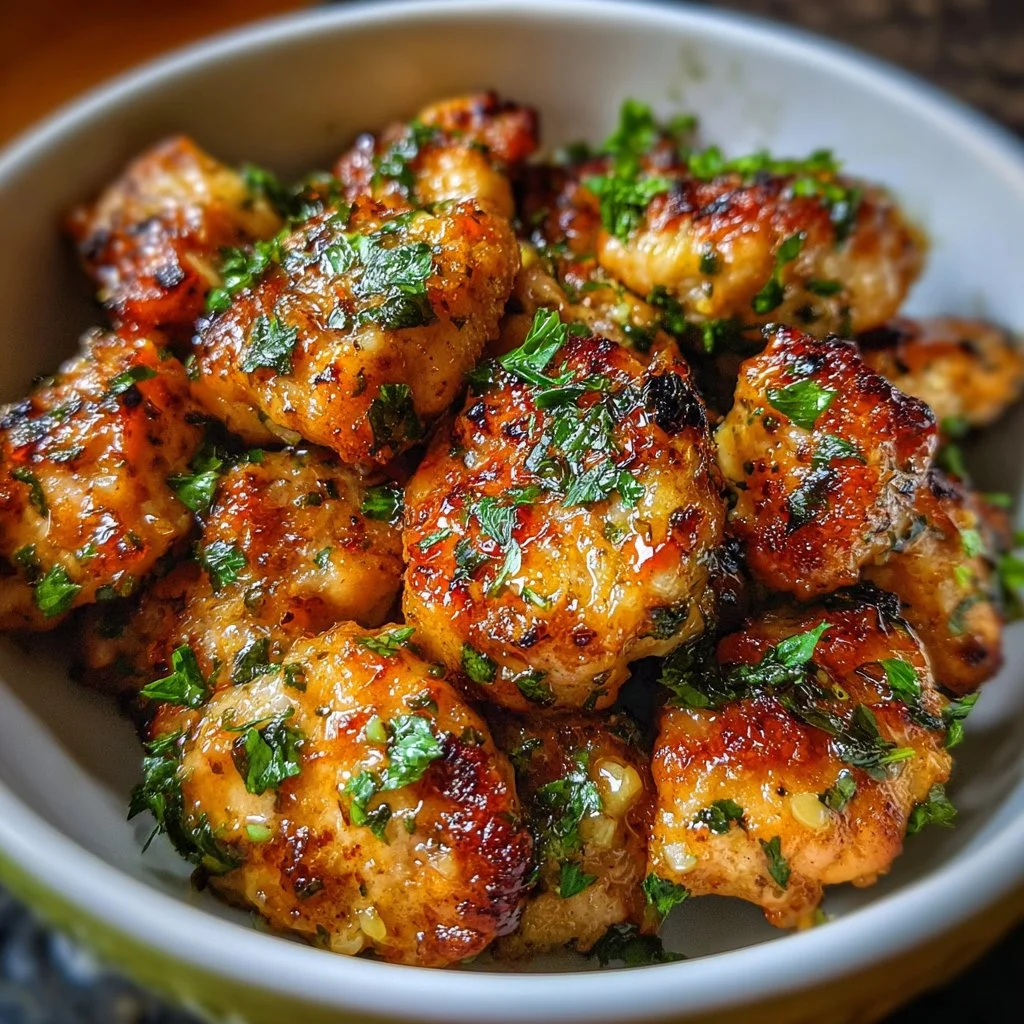 Delicious garlic butter chicken bites served on a plate