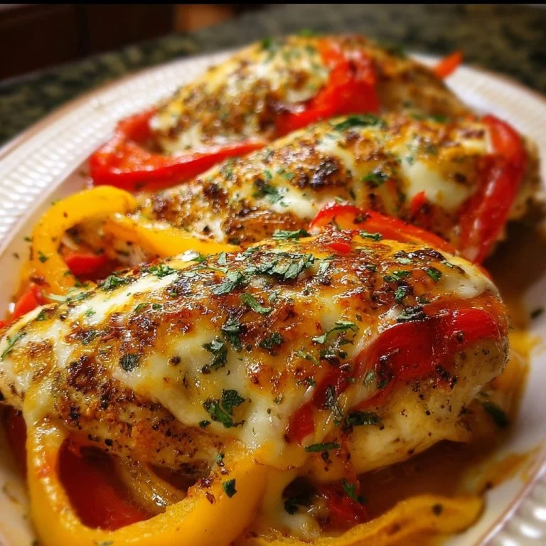 Cheesy Baked Chicken Breast and Peppers
