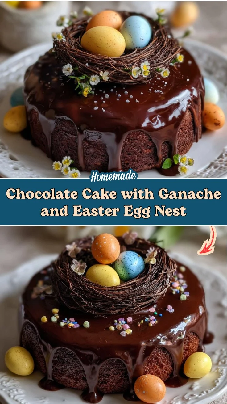Chocolate Cake with Ganache and Easter Egg Nest 2 Chocolate Cake with Ganache and Easter Egg Nest