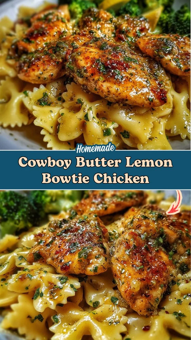 Cowboy Butter Lemon Bowtie Chicken with Broccoli