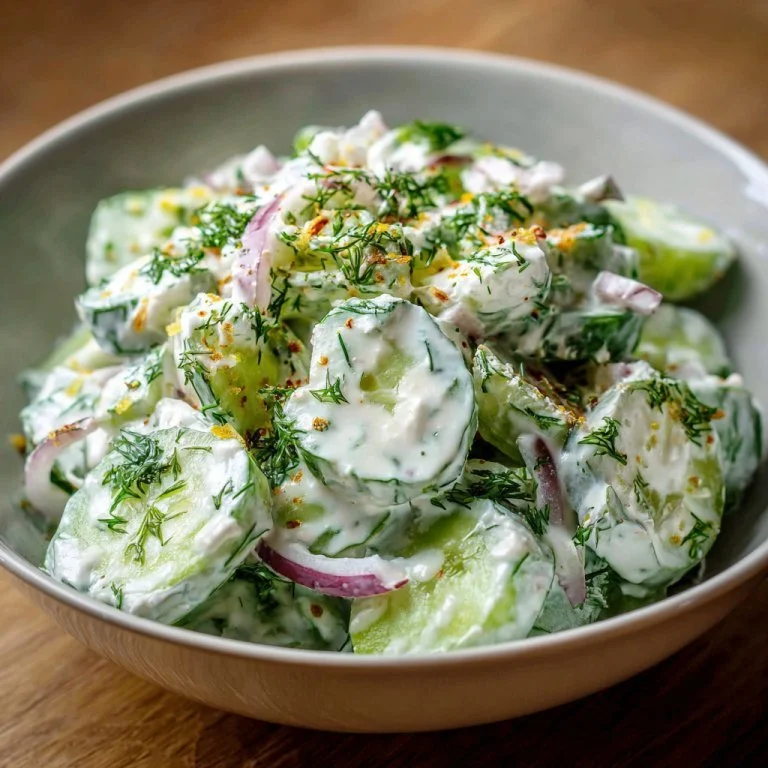 Cucumber Ranch Crack Salad topped with fresh herbs and creamy dressing