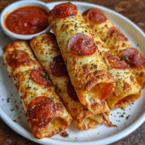 Delicious Pepperoni Pizza Roll Breadsticks for Easy Snacking 3 Delicious pepperoni pizza roll breadsticks ready for easy snacking