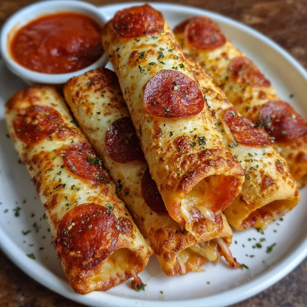 Delicious pepperoni pizza roll breadsticks ready for easy snacking