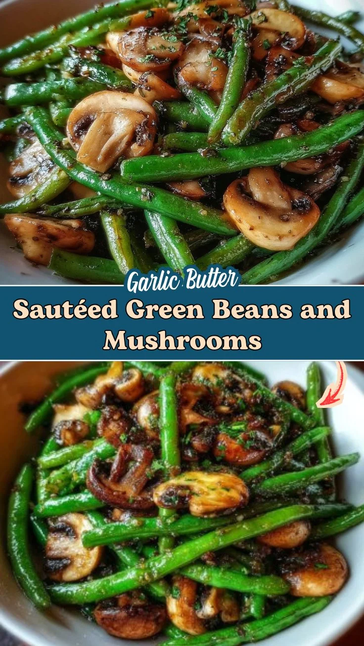 Garlic Butter Sautéed Green Beans and Mushrooms 2 Garlic Butter Sautéed Green Beans and Mushrooms