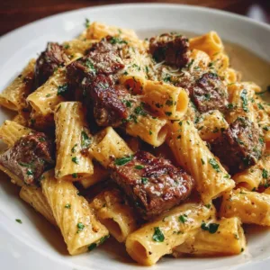 Garlic Butter Steak Rigatoni (Easy & Creamy Family Favorite) 3 Creamy Garlic Butter Steak Rigatoni served in a bowl
