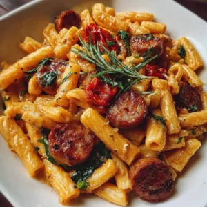 Marry Me Sausage Pasta 3 Delicious Marry Me Sausage Pasta served in a bowl with fresh herbs