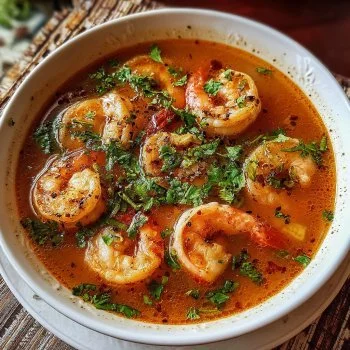 Quick and Spicy Shrimp Soup 1 Bowl of quick and spicy shrimp soup with vibrant vegetables