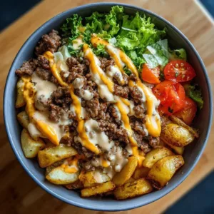 Savory Smash Burger Bowl with fresh ingredients and toppings