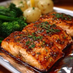 Delicious Texas Roadhouse Style Baked Salmon served with fresh herbs